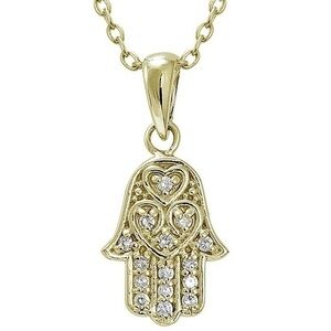Giani Bernini 16” Necklace - CZ Hamsa Pendant in 18k Gold Over Sterling Silver